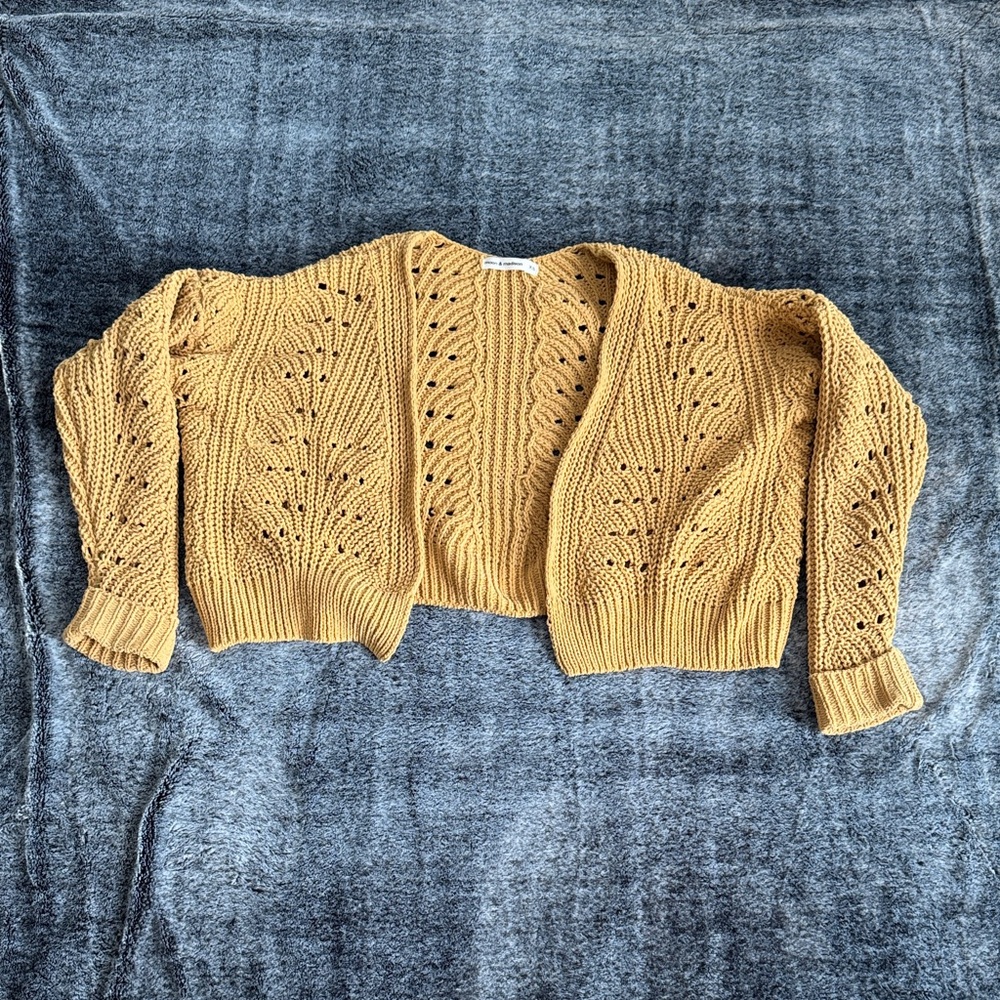 moon & madison Mustard Knit Cardigan
